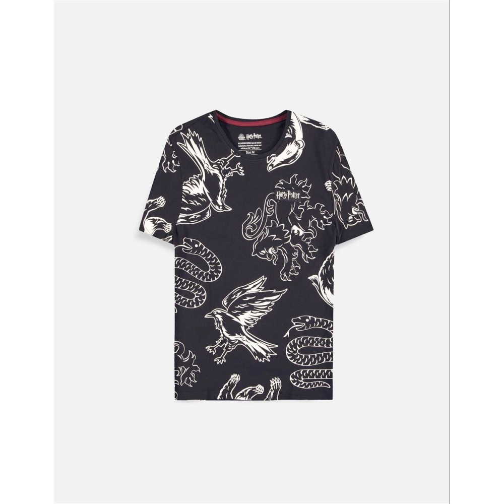 Harry Potter - Houses All Over Print Tshirt Homme - Noir